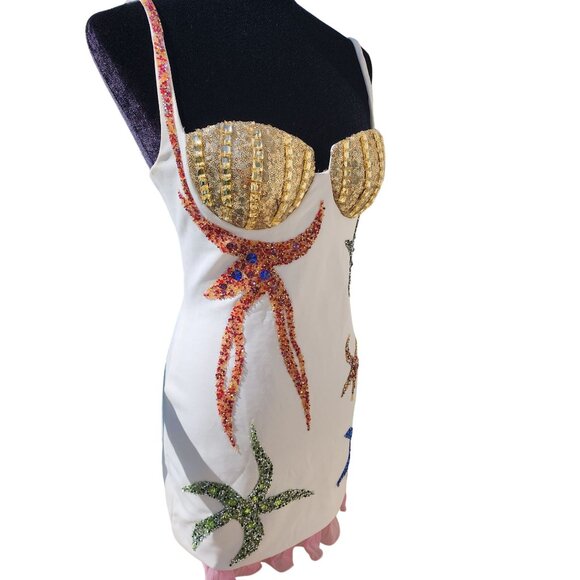 Luxury Cocktail Party Beaded Wedding Evening Crystals Runway Designer Prom Dress - Picture 5 of 16